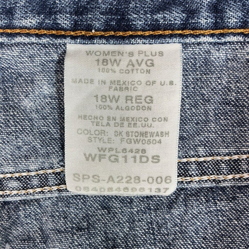 Faded Glory Womens Plus Size 18W Avg Blue Classic Fit Dark Stonewash Denim Jeans - Picture 4 of 10